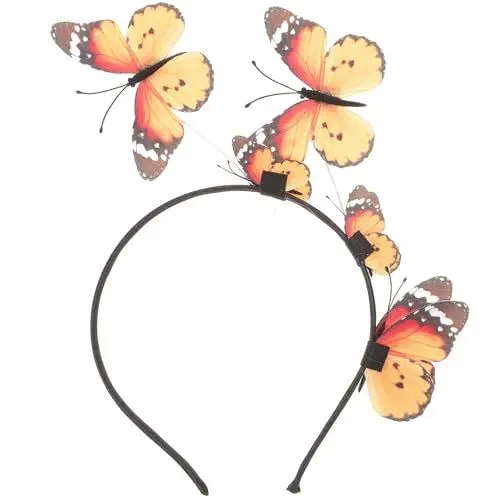 Produktbild: Lurrose Kinder Haarschmuck Schmetterlinge Stirnband. Orange Fascinator Hut Derby Stirnband Festival Krone Halloween Ostern Kostüm Kopfbedeckung Schmetterlingshaar- Shake