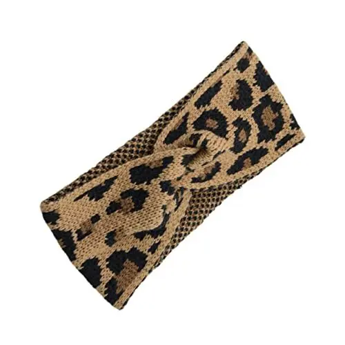 Produktbild: Lurrose Kopfbedeckung Gekreuztes Haarband Ohrenwärmer Häkeln Geflochtene Kopftücher Turban-stirnband Gehäkeltes Stirnband Bandana Stirnband Leopardenmuster Hörmuschel Eltern-kind
