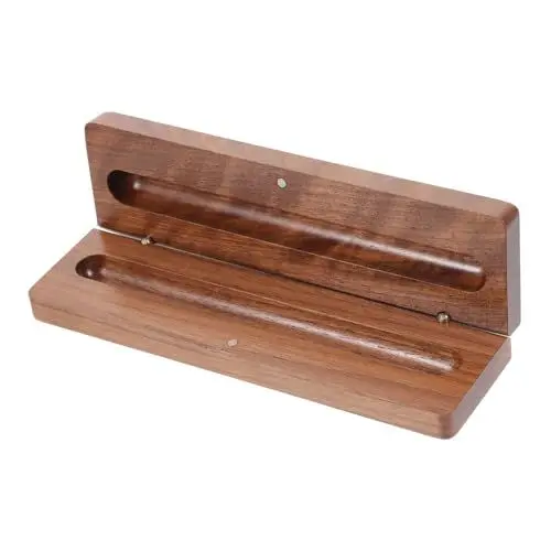 Produktbild: Lurrose Kugelschreiberetui Stifthüllen Stiftaufbewahrungsröhrchen Stift-präsentationsetui Leere Stifteboxen Behälter Für Stifttuben Mäppchen Muschelschale Bleistift Holz Schwarze Walnuss