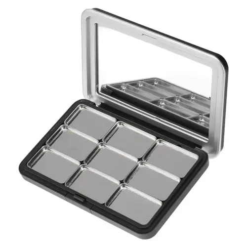 Produktbild: Lurrose Leere Lidschatten-Palette Magnetische Make-Up-Palette Mit Spiegel Textmarker-Behälter Für Lippenstift-Rouge-Puder 9 Fächer