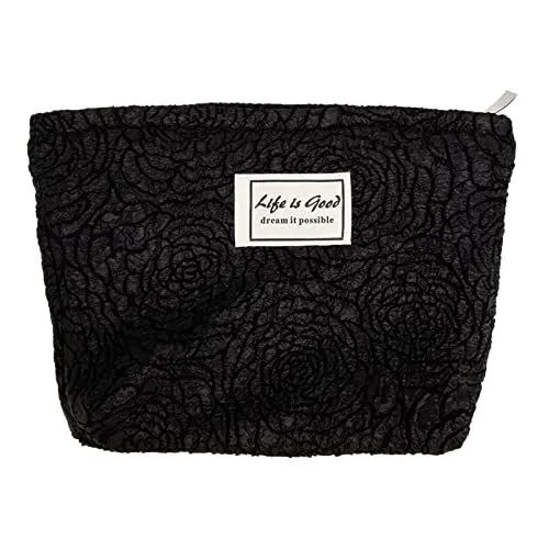 Produktbild: Lurrose Makeup Tasche Reise- Make- Up- Handtasche Kosmetischer Organizer: ?e Kapazit?t Kulturbeutel mit ?Verschluss Kosmetiktasche für Make- Up Toilettenartikel Pflegeartikel Schwarz