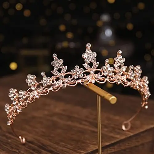 Produktbild: Lurrose Strass-Kopfschmuck, Brautschmuck, Kristall-Stirnband, Schmuck, Tiara, Prinzessinnenkronen und Tiaras, Kostümzubehör für Abschlussball, Hochzeit, Party, Rotgold
