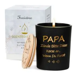 Produktbild: Lustige Geschenke für Papa Weihnachten Geburtstag, Zeder Duftkerzen im Glas, Weihnachtsgeschenke für Vater Stiefvater von Tochter Sohn, Weihnachtsduftkerzen Wichtelgeschenk Adventskalender