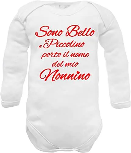 Produktbild: Lustiger Baby-Baby-Body mit Spruch Liebe – Und wir werden Sie wie bei Märkten lieben – Geschenkidee zur Geburt von Tante, Onkel, Oma, Opa, Bruder, Schwester, Mutter, Papa., Name NONNO, 0-3 Monate