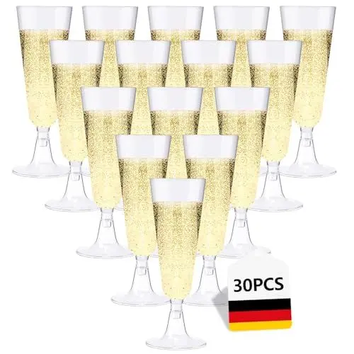 Produktbild: Lutranstra 30 Stück Sektgläser Plastik, Weingläser, Sektgläser Einweg