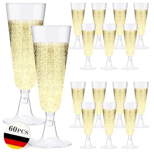 Produktbild: Lutranstra 60 Stück Sektgläser Plastik 160ml für Hochzeit
