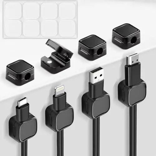 Produktbild: Lutranstra 8 StüCk Kabelhalter,Kabelhalter Selbstklebend,Kabel Organizer,Kabelhalter Magnetisch,Selbstklebende Kabelhalter FüR Schreibtisch, Nachttisch, Ladekabeln, Hdmi, Usb, Audiokabel, (Schwarz)