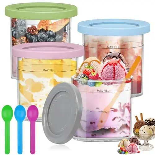 Produktbild: Lutranstra Eisbehälter,Creami Behälter für die Ninja Creami Eismaschine,4er-Set Behälter für Eismaschine,Kompatibel mit NC301 NC299AMZ CN305A CN301CO NC300 Serie Ninja Eismaschine