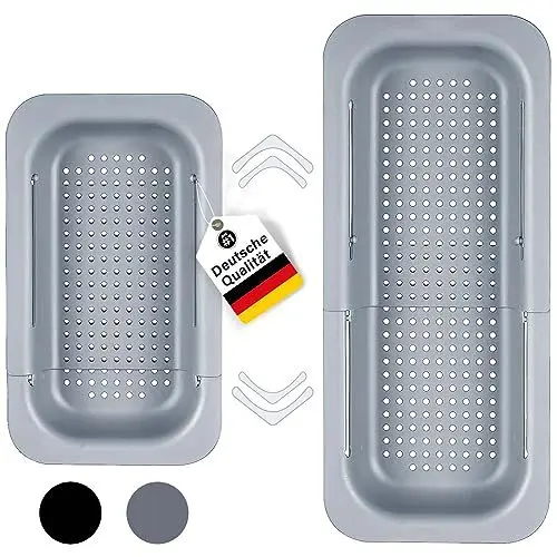 Produktbild: Lutranstra Oberhalb der Spüle Siebkorb (34-47cm), ausziehbare Spüle Sieb, faltbare Küche Siebkorb, verstellbare Spüle Sieb zum Waschen von Gemüse und Obst