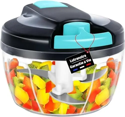 Produktbild: Lutranstra Zwiebelschneider 550 ml,Zwiebelschneider manuell,Gemüseschneider,Zwiebel Zerkleinerer Manuell mit Seilzug,Manueller Gemüseschneider,Manueller Mini-Fleischzerkleinerer(Blau)