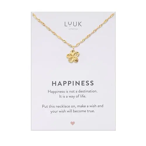 Produktbild: LUUK LIFESTYLE Filigrane Halskette mit Blumen Anhänger, Geschenk für Freundin, Schmuck für Frauen, wasserfeste Kette aus Edelstahl, gold