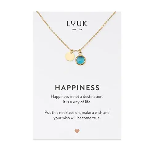 Produktbild: LUUK LIFESTYLE Freundschaftskette mit hellblauem Glaskristall Anhänger, Modeaccessoire in minimalistischem Design, femininer Stil, verstellbare Länge, Glücksbringer, Gold