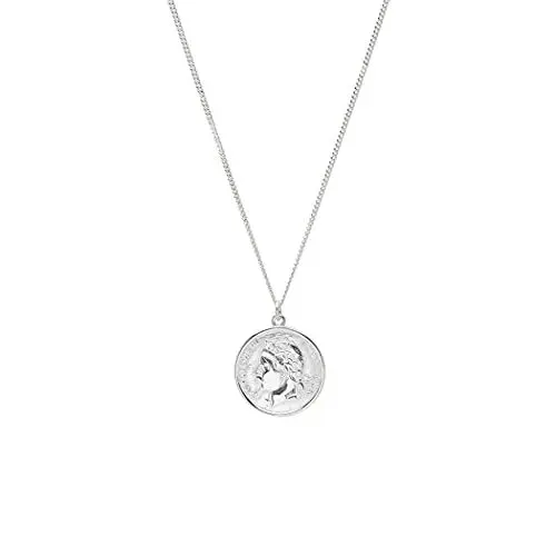 Produktbild: LUUK LIFESTYLE Halskette mit Anhänger aus 925 Sterling Silber, Damen Schmuck, Geschenkidee für die Freundin, verstellbare Ketten Länge, antike römische Münze, silber
