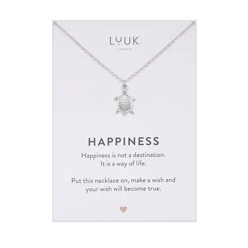 Produktbild: LUUK LIFESTYLE Kette mit Schildkröten Anhänger, Schmuckgeschenk, filigrane Damen Halskette aus robustem Edelstahl, wasserfest & langlebig, silber