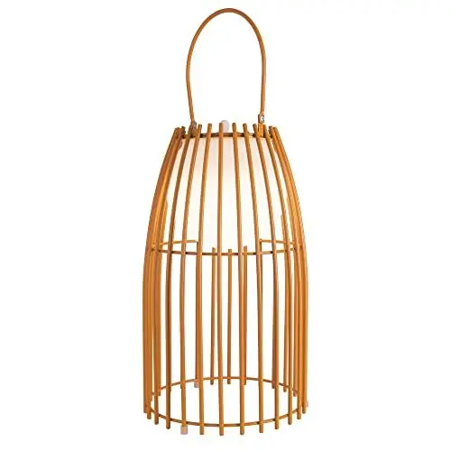 Produktbild: LUUK LIFESTYLE Moderne Outdoor Laterne mit hochwertiger Metallverstrebung, schlichtes Design, skandinavische Deko, Tischlampe, Gartenbeleuchtung, Terrassen Licht IP44, USB, Balkon Leuchte, Curry matt