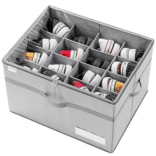 Produktbild: LUVHOMEE Schuhorganizer für Closet, Passt 16 Paare, große Schuhschrank, Schuhbox mit Durchsichtigem Deckel, Starke Aufbewahrungskiste für Schuhaufbewahrung, Platzsparender Shoe Rack mit Griffen, Grau