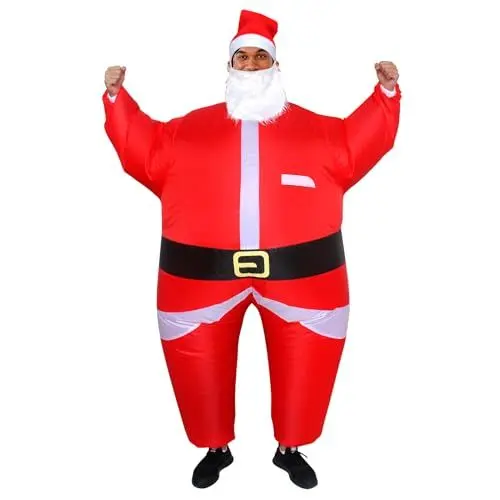 Produktbild: LUVSHINE Weihnachtsmann Kostüm Lustiges Aufblasbares Kostüm Weihnachtskostüm mit Weihnachtsmannmütze, Weihnachtsmannbart
