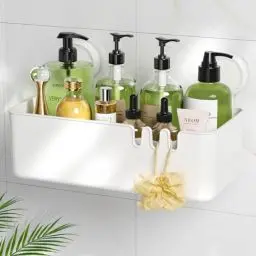 Produktbild: Luxear Duschablage mit Saugnapf, Einfache Duschkorb Ohne Bohren, Max.10KG Belastbarkeit Duschregal Saugnäpfe, Wiederverwendbar Badregal als Aufbewahrung Ablage für Dusche Shampoo (Weiß)