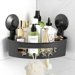 Produktbild: Luxear Eckregal mit Starke Saughaken, Eckablage Ohne Bohren, Starke Saughaken Dusch Aufbewahrung für Badezimmer Dusche Bad Shampoo, Max.Belastbarkeit 20KG(Grau)