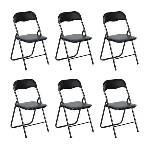 Produktbild: LuxNook 6 Stück PVC Klappstuhl klappstuhl mit Polster Starker Metallrahmen Campingstuhl Faltbarer Stuhl Bürostuhl Platzsparender Schreibtischstuhl für Gast, 150kg belastbar