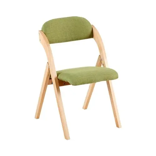 Produktbild: LuxNook Klappstuhl mit Gepolsterter Sitzfläche und Rückenlehne, Büro-Trainings-Konferenzstuhl, Stuhl mit Rückenlehne für Zuhause, Schlafsaal, Beine aus Buche, Tragkraft 150 kg, Grasgrün
