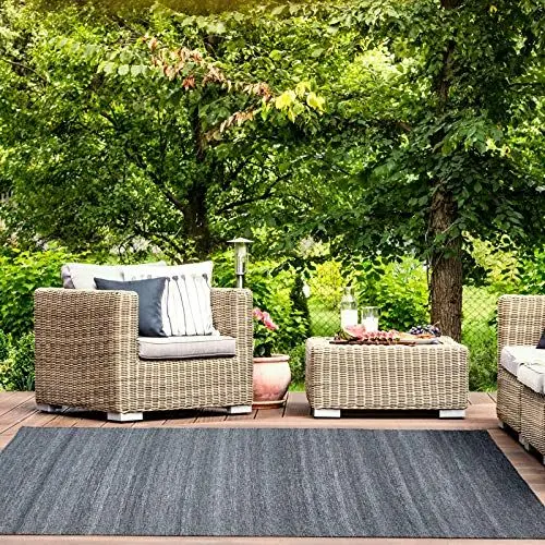 Produktbild: -LUXOR- living In- und Outdoor Teppich Bodo aus robusten Kunstfasern für drinnen und draußen, Farbe:Anthrazit, Größe:120 x 170 cm 703081