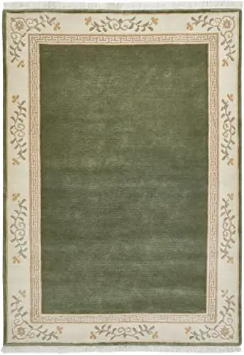 Produktbild: -LUXOR- living Teppich Gala handgeknüpfter Premium Teppich aus 100% Wolle - hochwertiger nachhaltiger Knüpfteppich 200 x 300 cm grün
