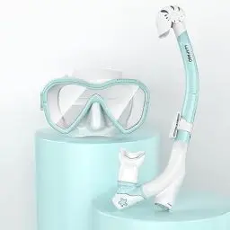 Produktbild: LUXPARD Schnorchelset Kinder, Taucherbrille Kinder mit Anti-Fog Panorama Weitblick Tauchmaske und Anti-Leck Trocken Schnorchel, Schnorchelmaske für Jungen und Mädchen (Blau)