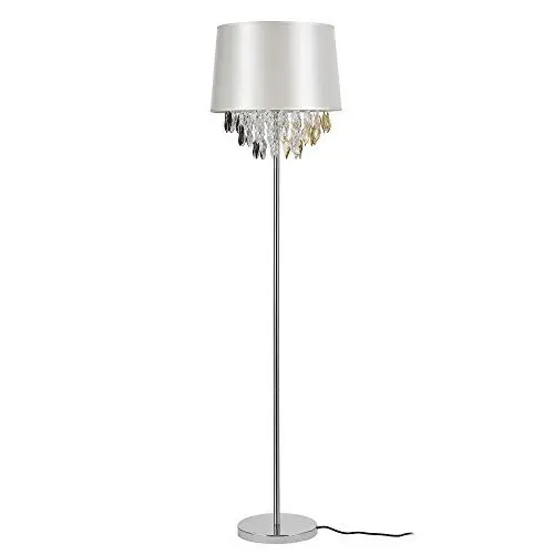 Produktbild: lux.pro Stehleuchte 1 x E27 Stehlampe 165 cm Silber Weiß Kristallbehang Lampe Wohnzimmerlampe Leuchte Standleuchte