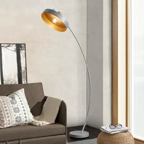 Produktbild: lux.pro Stehleuchte Stafford Stehlampe 1-flammig Flurlampe Dekoratives Design Bogenleuchte 1xE27 für Wohn- Schlafzimmer Büro 159cm Grau