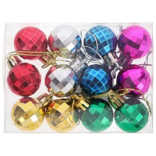 Produktbild: Luxshiny Weihnachtsbaum Deko Set 12 Stück Weihnachtsbaum-dekorationskugeln Aus Farbigem Bruchsicherem Kunststoff Dekorative Kugeln Für Weihnachtsbaum Urlaub Party Hochzeit Dekorationen 3 cm