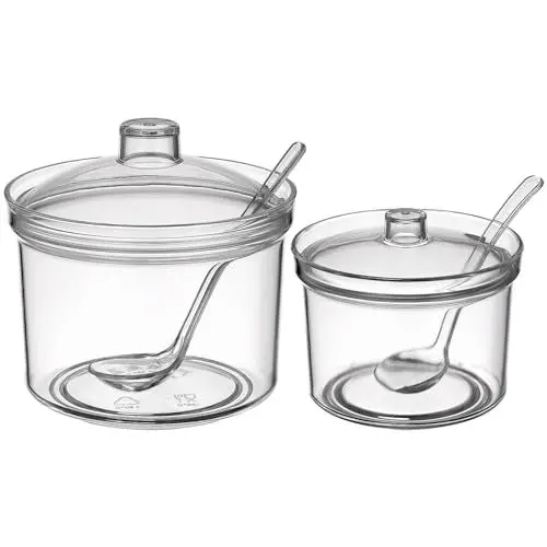 Produktbild: Luxshiny 2 Sets Gewürztopf Mit Löffel Klare Acryl-Zuckerdose Gewürzbox Zuckergewürz-Salzkanister Für Heimküche Kaffeebar Restaurant