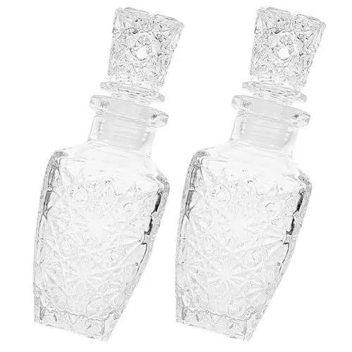 Produktbild: Luxshiny 2 Stück Whiskey-Dekanter Mit Glasstopfen Weindekanter Glas Weinflasche Für Wein Bourbon-Brandy-Saft 250 Ml