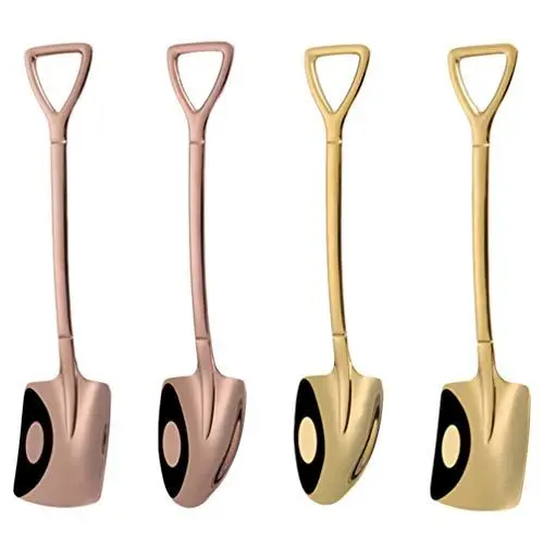 Produktbild: Luxshiny Löffel-Set Aus 4 Catalpa-eisenlöffeln in Schaufelform Edelstahl Zum Backen Von Tee