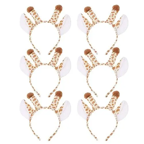 Produktbild: Luxshiny 6 Stück Giraffenohren Stirnbänder Plüschtierohren Und Hörner Stirnband Halloween Weihnachten Festival Mottoparty Cosplay Kostüm Stirnband