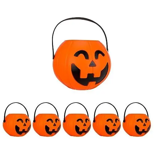 Produktbild: Luxshiny 6 Stück Halloween-Kürbis-Eimer Süßigkeiten-Eimer Mit Griff Kürbis-Eiswürfeleimer Süßes Oder Saures-Eimer Für Halloween-Partyzubehör