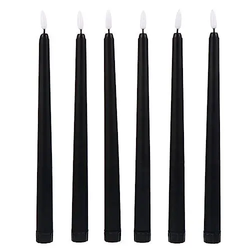 Produktbild: Luxshiny 6 Stück Schwarzlichtkerzen Flammenlose Elektrische Kerzen Halloween-Kerzenlichter Für Party Halloween (Gelbes Licht) Konische Kerzenhalter Halloween-Zubehör