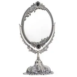 Produktbild: Luxshiny Antiker Tischspiegel mit Standmetall Vintage Drehbarem Doppelseitigem Schminkspiegel für Frauen Mädchen Schlafzimmer Bad Desktop Kosmetik (Bronze)
