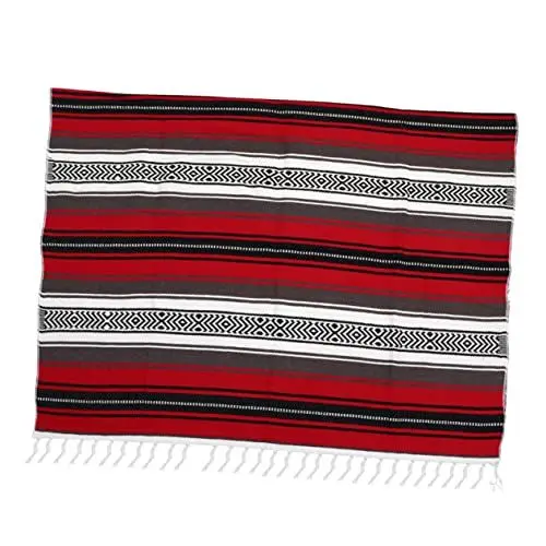 Produktbild: Luxshiny Blended Mexican Blanket Yoga Mat Cape Woven Decke Für Sofa Schlafzimmer Auto Rot Weich Und Farbenfroh Für Picknicks Dekoratives Element
