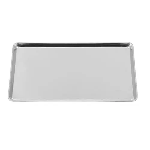 Produktbild: Luxshiny Edelstahl-Backblech, Kuchen-Backblech, hochglanzpoliert, robuste Backform zum Backen, Braten, Servieren, 35 x 25 x 1.5 cm