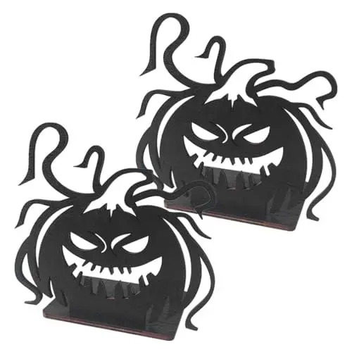 Produktbild: Luxshiny Halloween-Kerzenhalter Lustige Halloween-Dekorationen 2 Teelichthalter Kürbis-Schatten-Teelicht Gruselige Halloween-Dekorationen Gruselige Kerzenständer