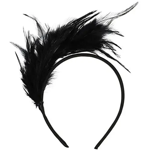 Produktbild: Luxshiny Halloween-haar-accessoire Kopfschmuck Tanzen Gotisches Stirnband Modische Stirnbänder Für Damen Haaraccessoires Der 1920er Jahre Federhaar-fascinator Hut Rutschfest Fräulein