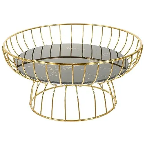 Produktbild: Luxshiny Hohe Obstschale Couchtisch Tablett Dekorativer Weiße Obstschale Fruchthalter Snacks Teller Fruchtservierhalter Trifle-schüssel Mit Fuß Bananenhalter Eisen Nachtisch Fruchtbehälter