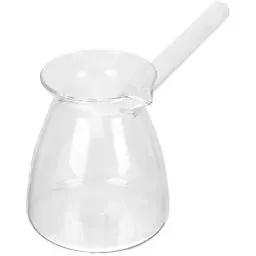 Produktbild: DEARMAMY Türkische Kaffeekanne 450 Ml Glas Milchwärmer Butterwärmer Glas Türkische Kaffeemaschine Mit Ausgießer Chai-Kanne Arabische Kaffeekanne Griechische Cezve Ibrik Für Den Herd Klar