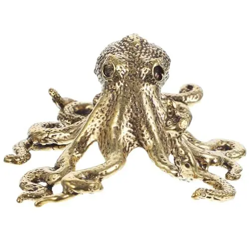 Produktbild: Luxshiny Messing-Oktopus-Figur Chinesische Kupfer-Oktopus-Statue Fengshui-Sammlerstücke Meerestier-Skulptur Miniatur-Oktopus Teehaustier Heimbüro-Dekoration