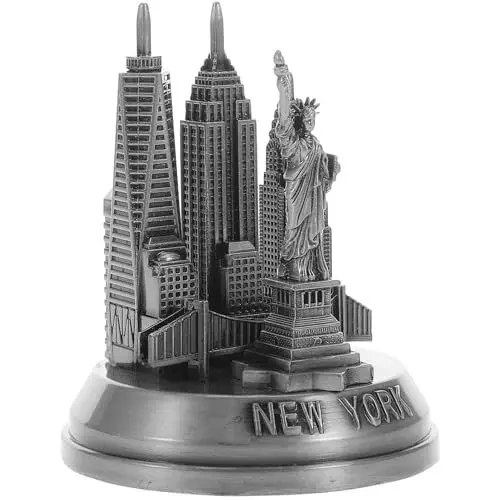 Produktbild: Luxshiny New York City Statue Modell New York Skyline Architektur Metall Gebäude Replik Souvenir Sammlerstück Für Home Office Silber