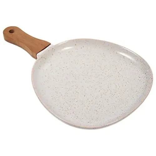 Produktbild: Luxshiny Schmucktablett Pfannenwender Antihaft-Crêpe-Pfanne Pfannkuchenpfanne Keramik Mit Holzgriff Tortilla-Pfanne Serviertablett (Grau) Teller Mit Griff Geschirrtuch Keramikplatte