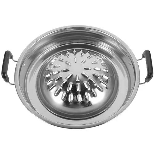 Produktbild: Luxshiny Thai-Koreanische Grillpfanne Grillaufsatz Aluminium-Grillplatte Herdplatte Antihaft-Grillpfanne Camping- Runde Zum Grillen Zu Hause