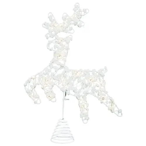 Produktbild: Luxshiny Weihnachts-Rentier-Baumspitze Springende Hirsch-Baumspitze Elch-Baumspitze Stern Weihnachts-Hirsch-Baumkrone Ornament Hohle Glitzernde Baumspitze Mit Led-Lichtern