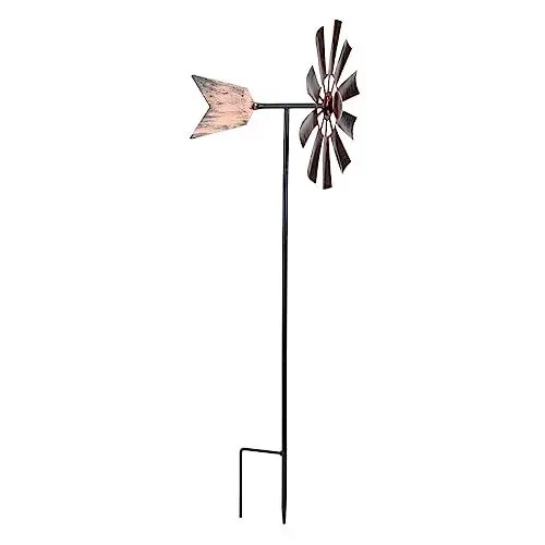 Produktbild: Luxshiny Windmühlen-Windspiel Für Den Außenbereich Metall-Windspiele Windrad Zur Gartendekoration Windskulpturen Und -Spiele Aus Metall Für Garten Terrasse Rasen 73 X 24 X 18 cm
